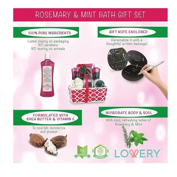 9 Pc Home Spa Kit  Rosemary and Mint Gift Set - Picture 6 of 14